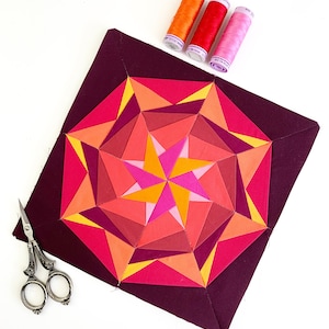 Kaleidoscope Pinwheel Star Quilt Block, 4 sizes PDF instant download, Foundation Paper Piecing Pattern