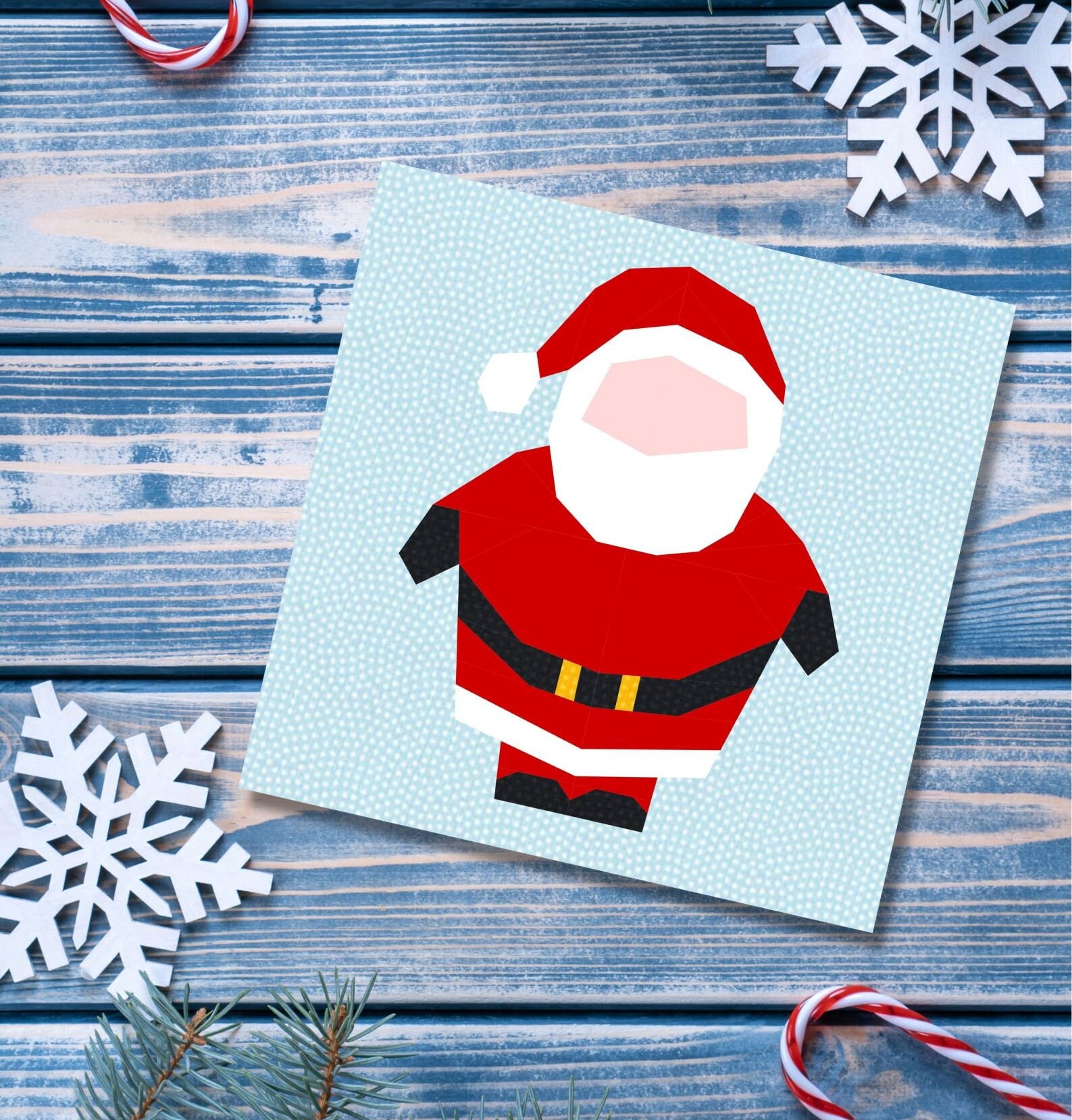 Pattern Block Santa Santa Quilt Block, 4 Sizes PDF Instant Download, Foundation Paper ...