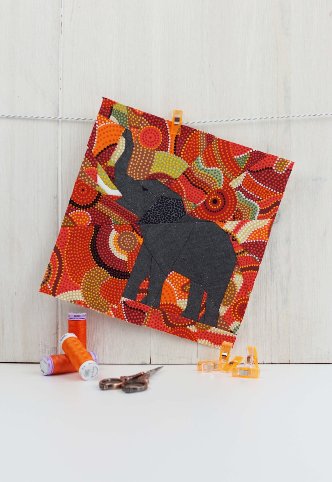 Elephant Quilt Block Pattern PDF Instant Download Nursery Etsy UK