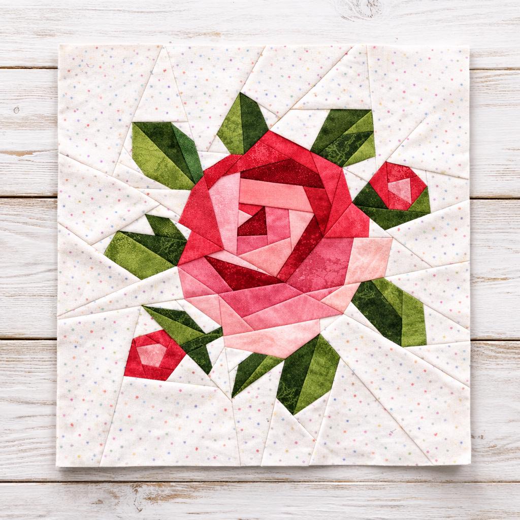 Rose 4 Sizes Quilt Block Pattern: Foundation Paper Piecing (PDF ...