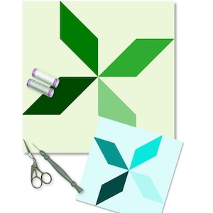 Half LeMoyne Star, 5 sizes each PDF instant download, FPP quilt block pattern