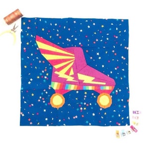 Roller Skates Quilt Block Pattern: Modern FPP (PDF Download)