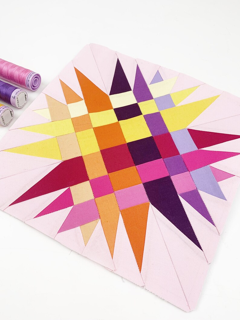 Triple Star Pattern Triple Woven Star Quilt Block Pattern: 5 Sizes (PDF Download) - Etsy