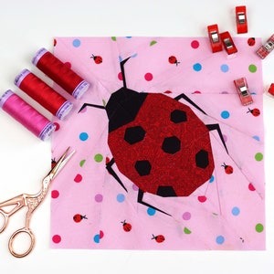 Lady bug Quilt Block Pattern, PDF instant download, Foundation Paper Piecing Pattern image 4