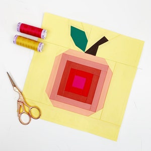 Log Cabin Apple Quilt Block Pattern, 4 sizes, Foundation Paper Piecing (PDF Download)