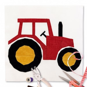 Tractor Quilt Block Pattern: Farmhouse Style (PDF Download, 4 Sizes)