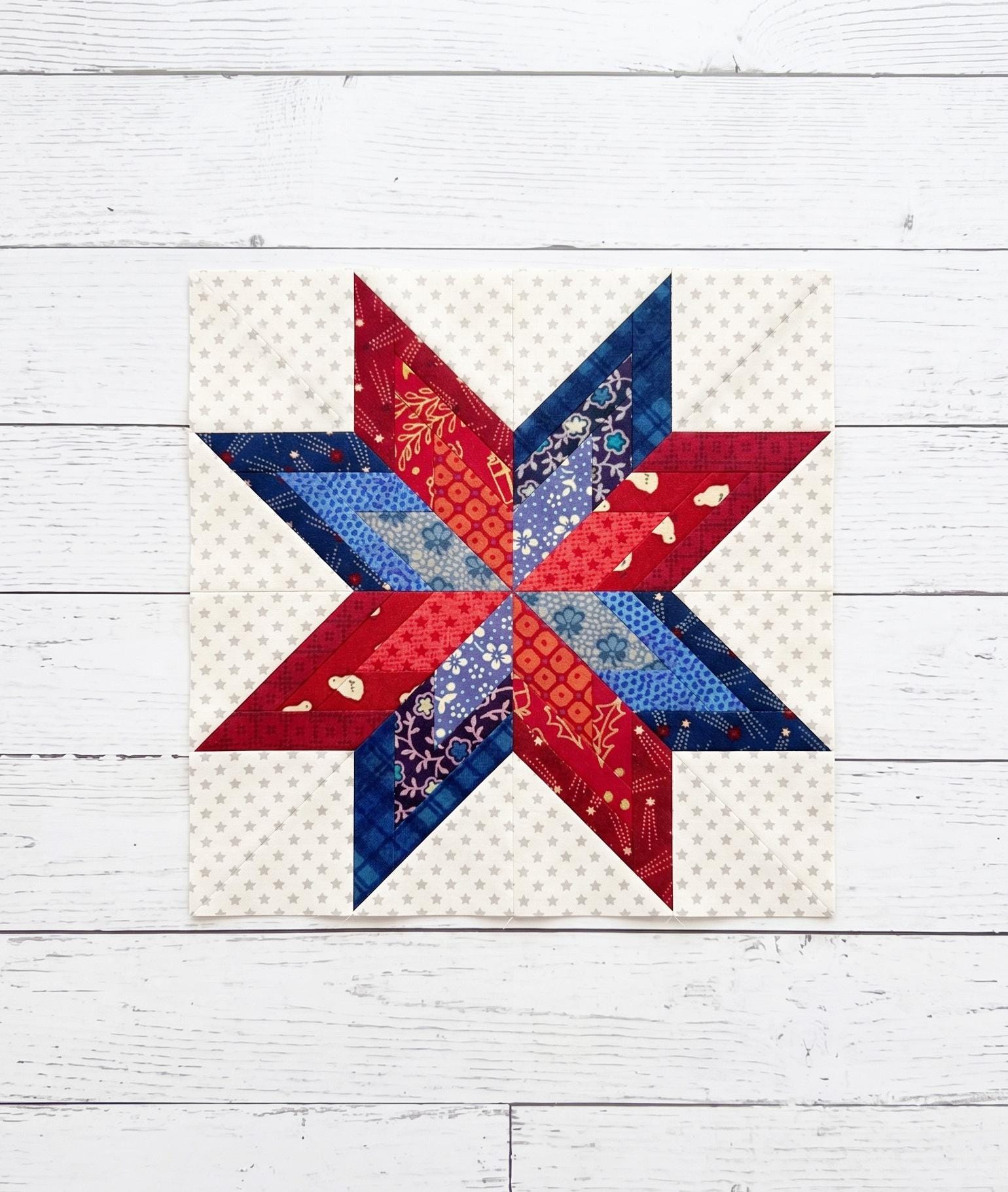Triple Star Pattern Triple Star Quilt Block, 4 Sizes PDF Instant Download, Foundation Paper ...
