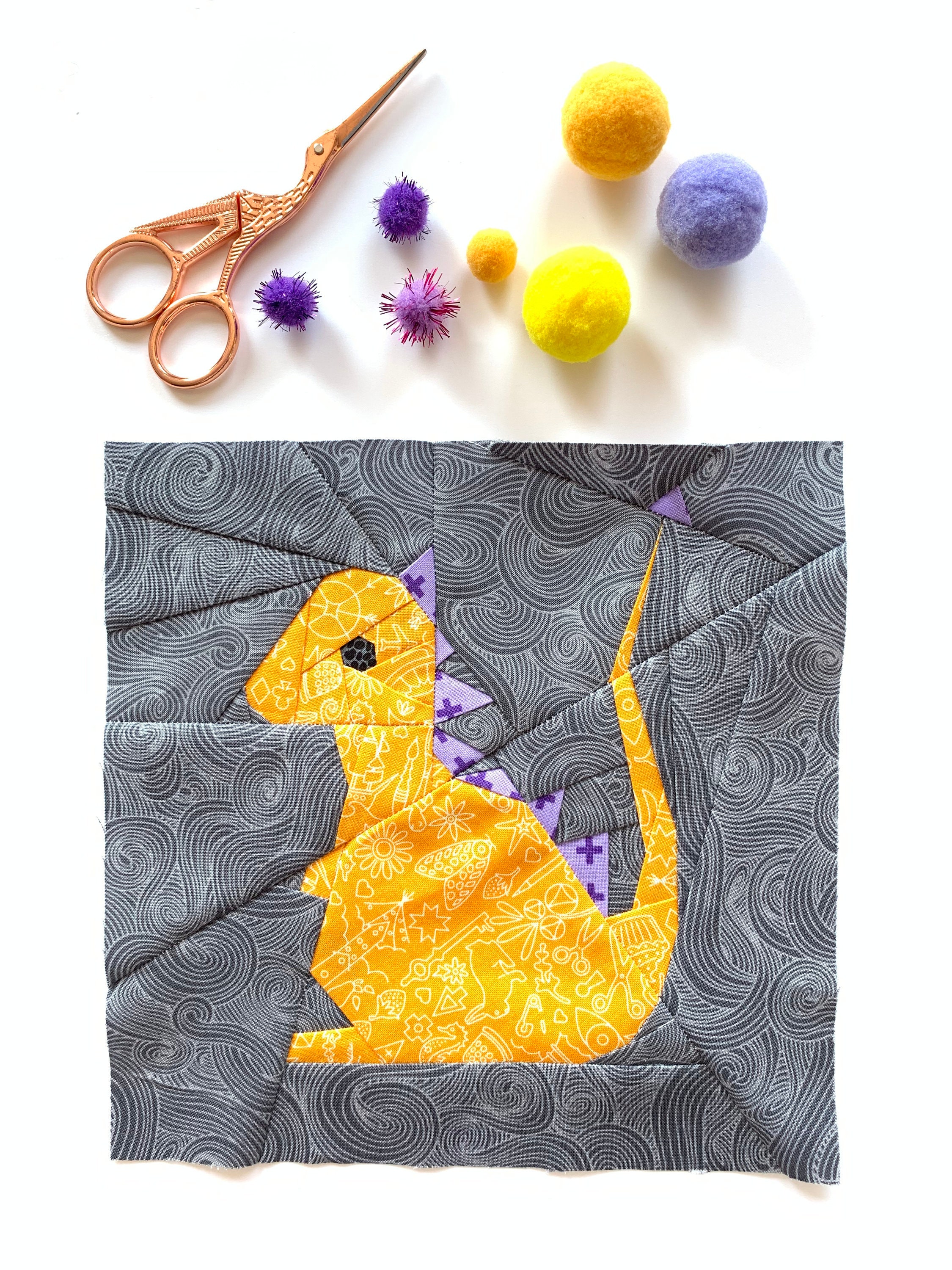 Dragon Quilt Block Pattern PDF Instant Download Nursery Etsy Canada