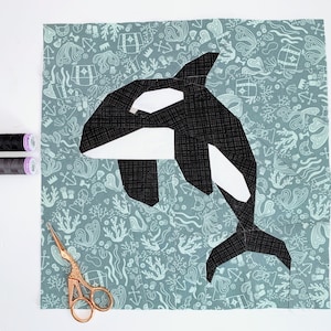 Orca Quilt Block Pattern: Nautical Foundation Paper Piecing (PDF Download)