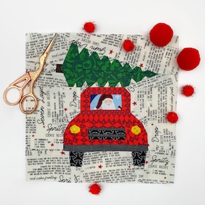 Santa&#39;s Truck Quilt Block Pattern, Christmas Truck pattern, PDF instant download, Foundation Paper Piecing Pattern