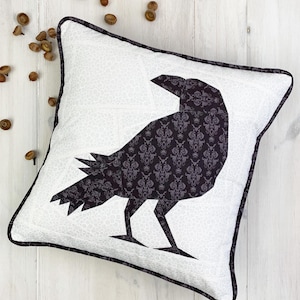 Modello di blocco trapuntato Raven-Crow, 3 misure PDF scaricabile immediatamente, modello di carta per patchwork Foundation