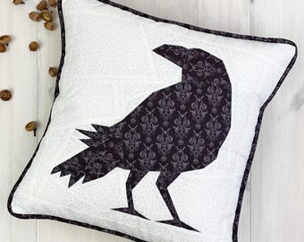 Raven-Crow Quilt Block Pattern, 3 sizes PDF instant download, Foundation Paper Piecing Pattern