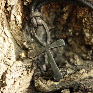 Hand Forged iron Ankh pendant Egyptian Cross image 4
