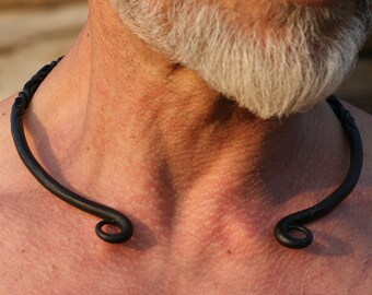 Hand FORGED IRON Torc CELTIC Necklace Viking Torque Hand Hammered Necklace Jewelry