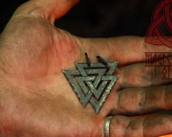 Iron Forged Valknut Viking Pendant Warrior Norse Jewelry