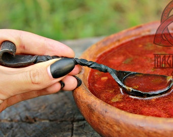 Hand Forged Iron Medieval Spoon