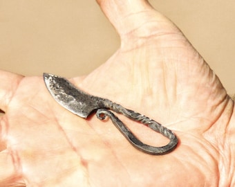 Hand Forged Iron Knife Pendant Necklace, Viking Medieval Accessory