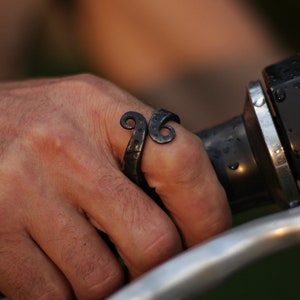 Handcrafted Forged Ring with Ornament