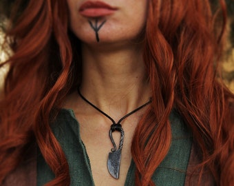 Hand Forged Iron Knife Pendant Necklace - Viking Medieval Larp Accessory