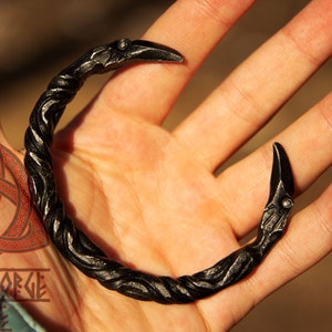 Forged Iron Huginn Muninn Viking Odin's Nordic bracelet