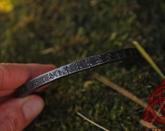 Hand forged forest viking  iron bracelet