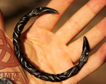 Bracelet nordique en fer forgé Huginn Muninn Viking Odin