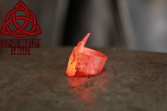 Forged Iron Raven Ring, Viking Nordic Odin Muninn Ring