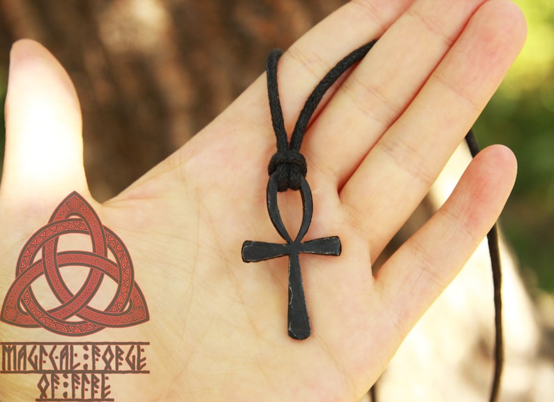 Hand Forged iron Ankh pendant Egyptian Cross image 6