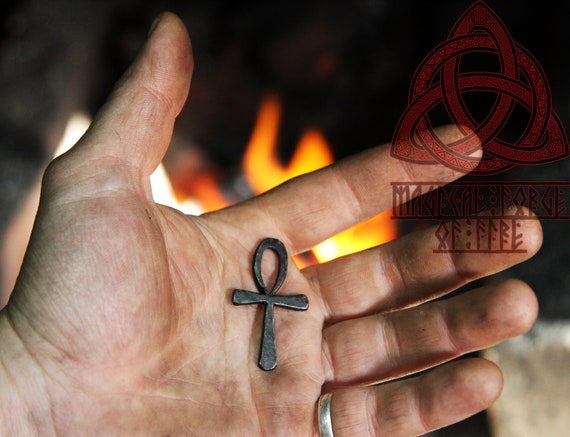 Hand Forged iron Ankh pendant Egyptian Cross