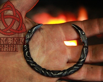 Forged Iron Huginn Muninn Viking Odin's Nordic bracelet