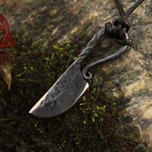 Hand Forged Iron Knife Viking Knife Medieval Accessories Pendant Necklace Larp Scandinavian Knife image 9