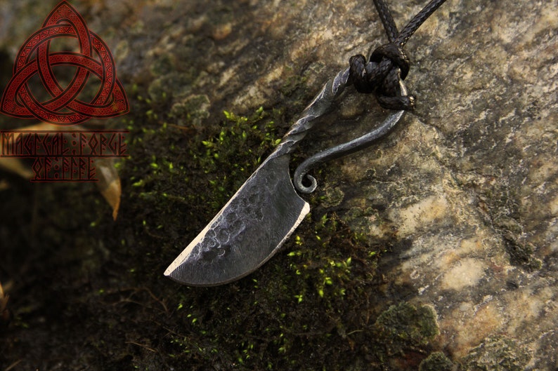 Hand Forged Iron Knife Viking Knife Medieval Accessories Pendant Necklace Larp Scandinavian Knife image 9