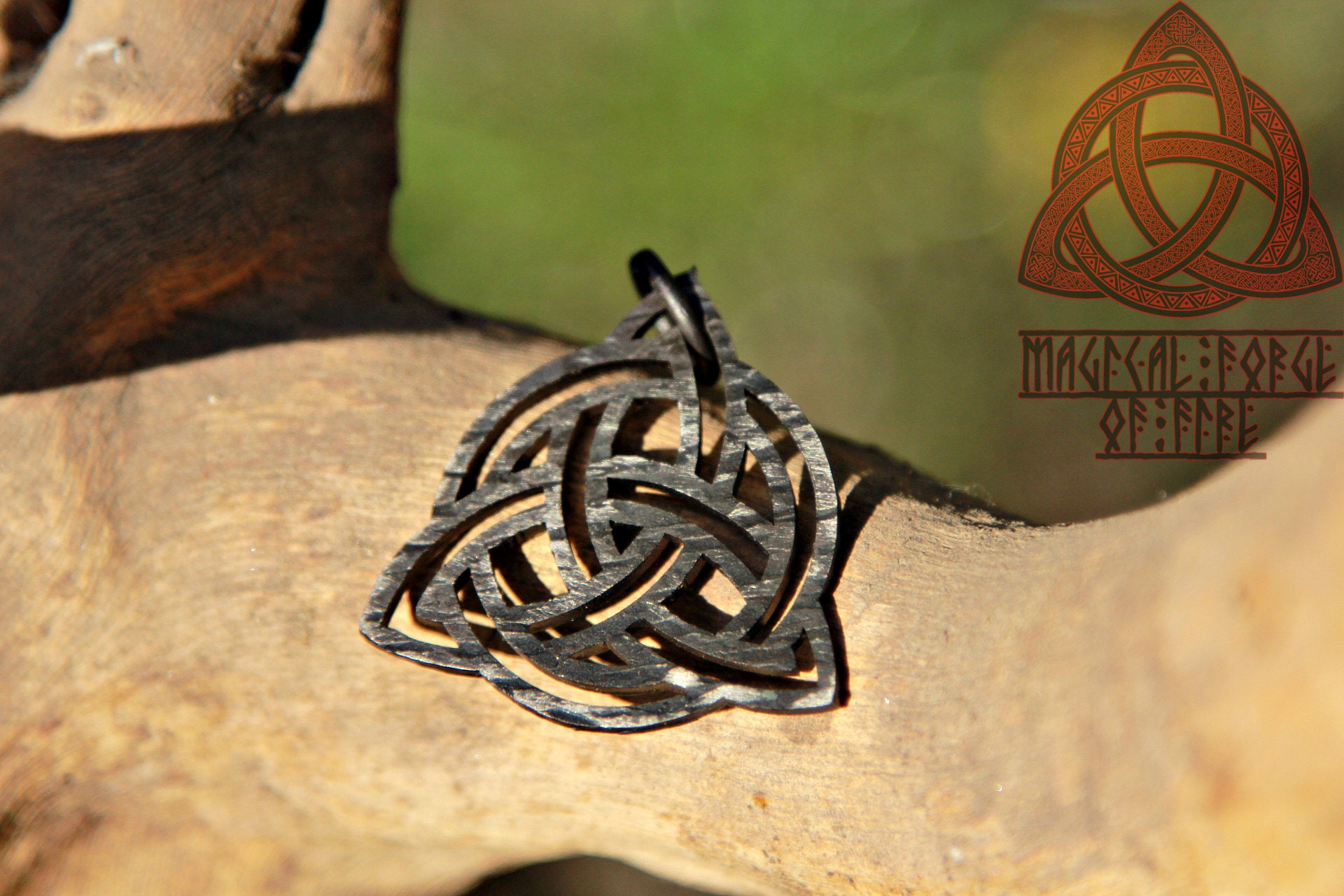 Hand Celtic Triquetra Iron Trinity Knot Pendant Etsy