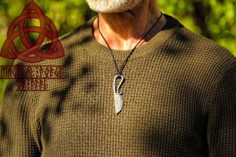 Hand Forged Iron Knife Viking Knife Medieval Accessories Pendant Necklace Larp Scandinavian Knife image 8