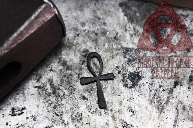 Hand Forged iron Ankh pendant Egyptian Cross image 5