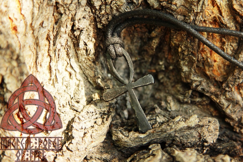 Hand Forged iron Ankh pendant Egyptian Cross image 4