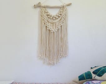 Macrame mural / Tenture murale en macramé / suspension macrame/décoration bohème/macrame/macrame wall hanging/boho/modernmacrame/bois flotté