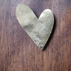 Small hammered heart, golden metal brass wall decoration image 4