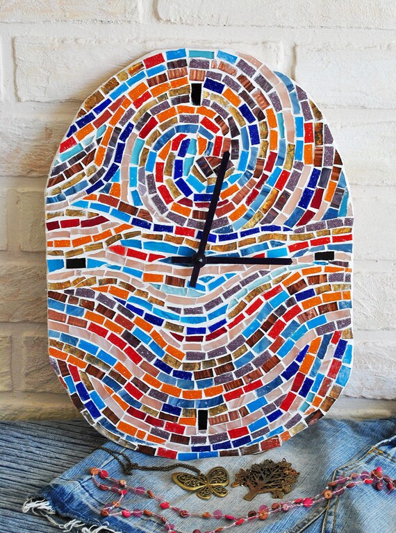 Items similar to Original wall clock mosaic art decor home fingerprint