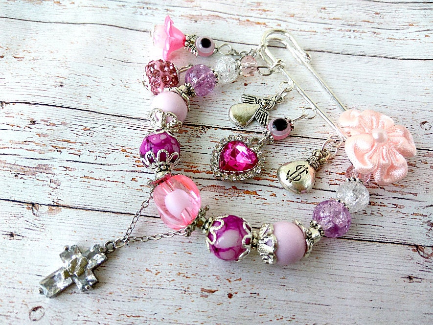 Baby jewelry pin. Evil eye pin. Safety pin newborn Baptism