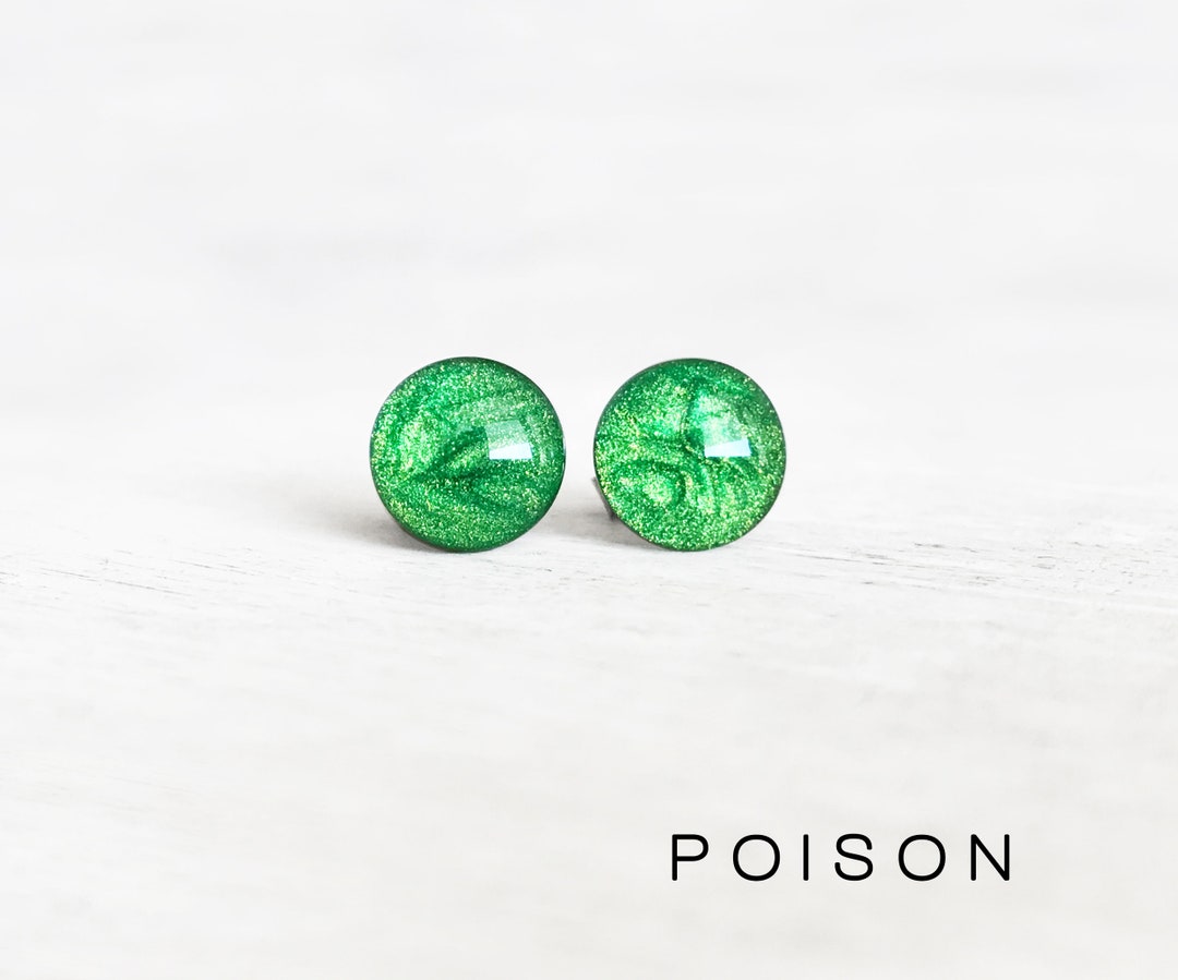Poison Green Shimmer Surgical Steel Earrings by Ear Sugar Etsy