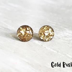 Gold Glitter Earrings stud Sparkling earrings Small gift for | Etsy