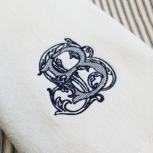 MONOGRAMMED HAND TOWELS-White Handtowel embroidered with a Double Initial- Powder Room Decor