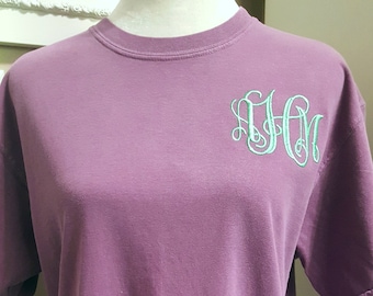 Embroidered Monogrammed Comfort Colors Short Sleeve Tee Shirt,Monogrammed Gift, Womens Gift, Personalized Gift, Oversized T shirt
