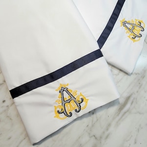 RIBBON TRIM STANDARD Pillow Case/ Monogram Pillow Case