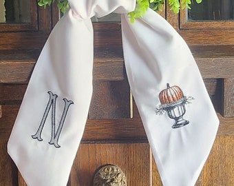 HOLIDAY WREATH SASH - Monogram & Custom embroidered Design of your choice from listing picture