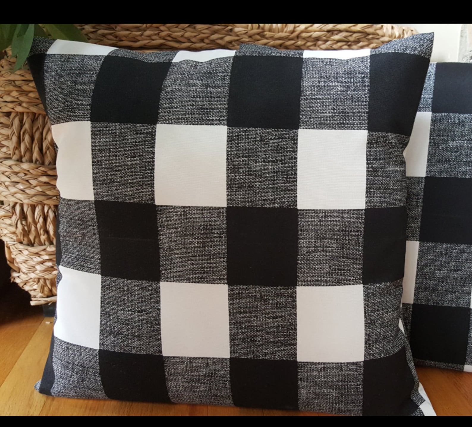 Black and White Buffalo Check Indoor/outdoor Pillow Covers Etsy