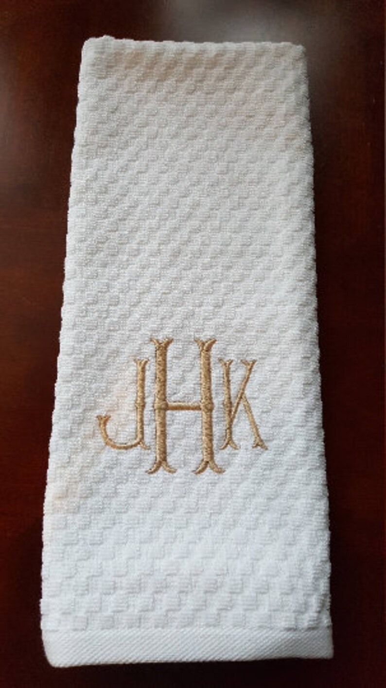 Monogram Kitchen Towel Black Kitchen Towel White Towel Etsy