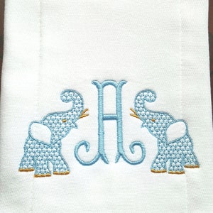 ELEPHANT MONOGRAM BURP Cloth for Boy or Girl