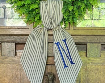 NAVY STRIPE Monogramed Wreath Sash